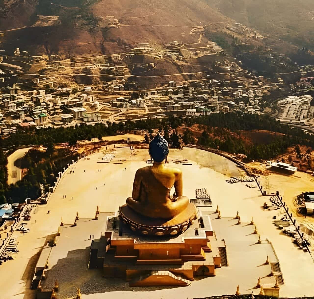 Detail view of the Buddha Dordenma monument